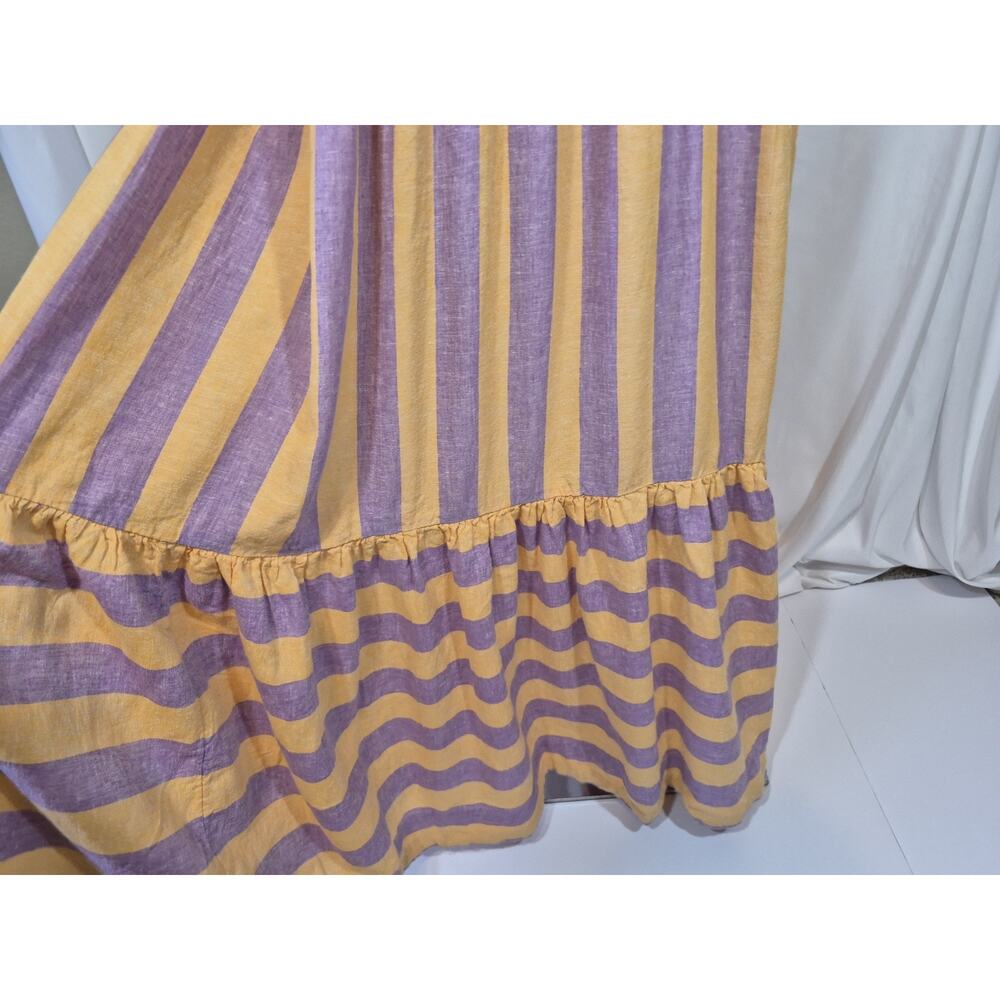 Anthropologie Grommet Halter Orange Purple Linen Blend Maxi Dress Medium - Picture 7 of 13
